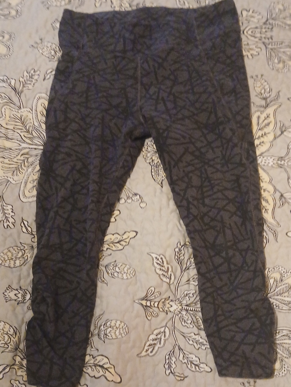 Black Abstract-Print Leggings for Women